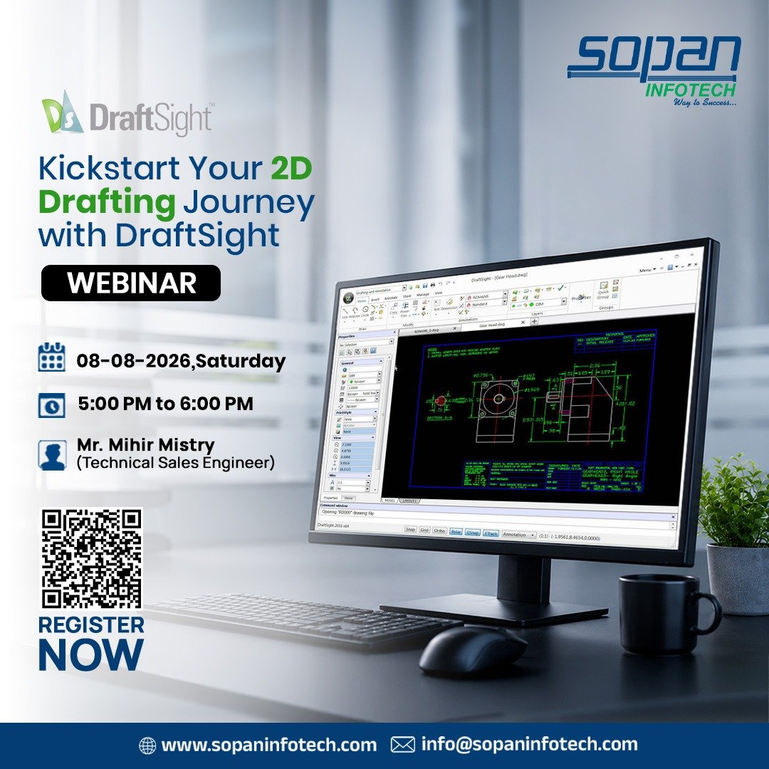 Free DraftSight Webinar 2026 Kickstart Your 2D Drafting Journey SOPAN Infotech